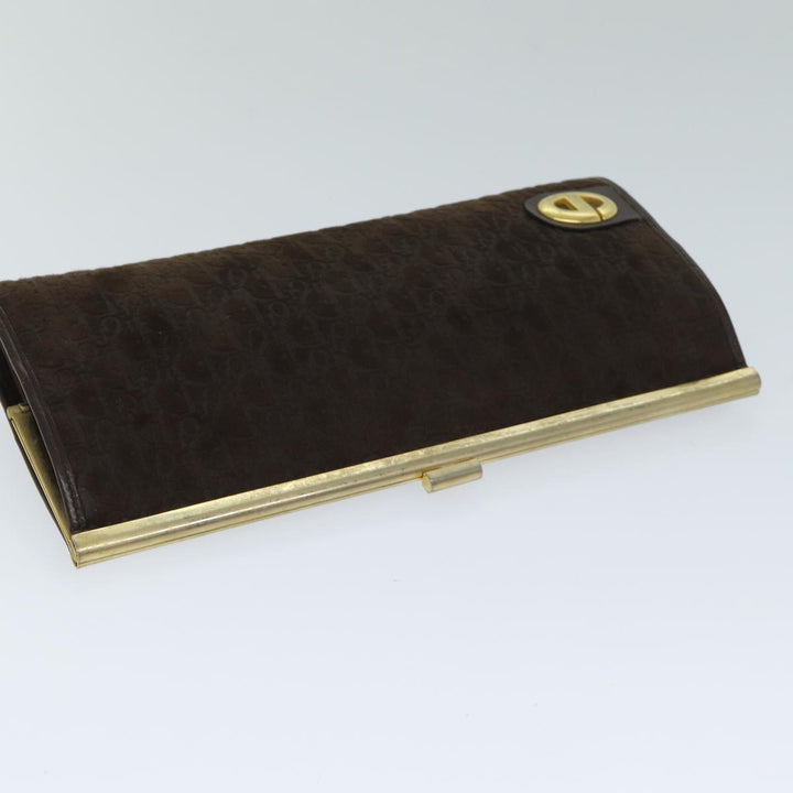 CHRISTIAN Top quality Dior Trotter Canvas Clutch Bag Leather Brown Auth bs15371