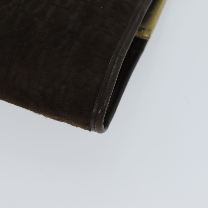 CHRISTIAN Top quality Dior Trotter Canvas Clutch Bag Leather Brown Auth bs15371