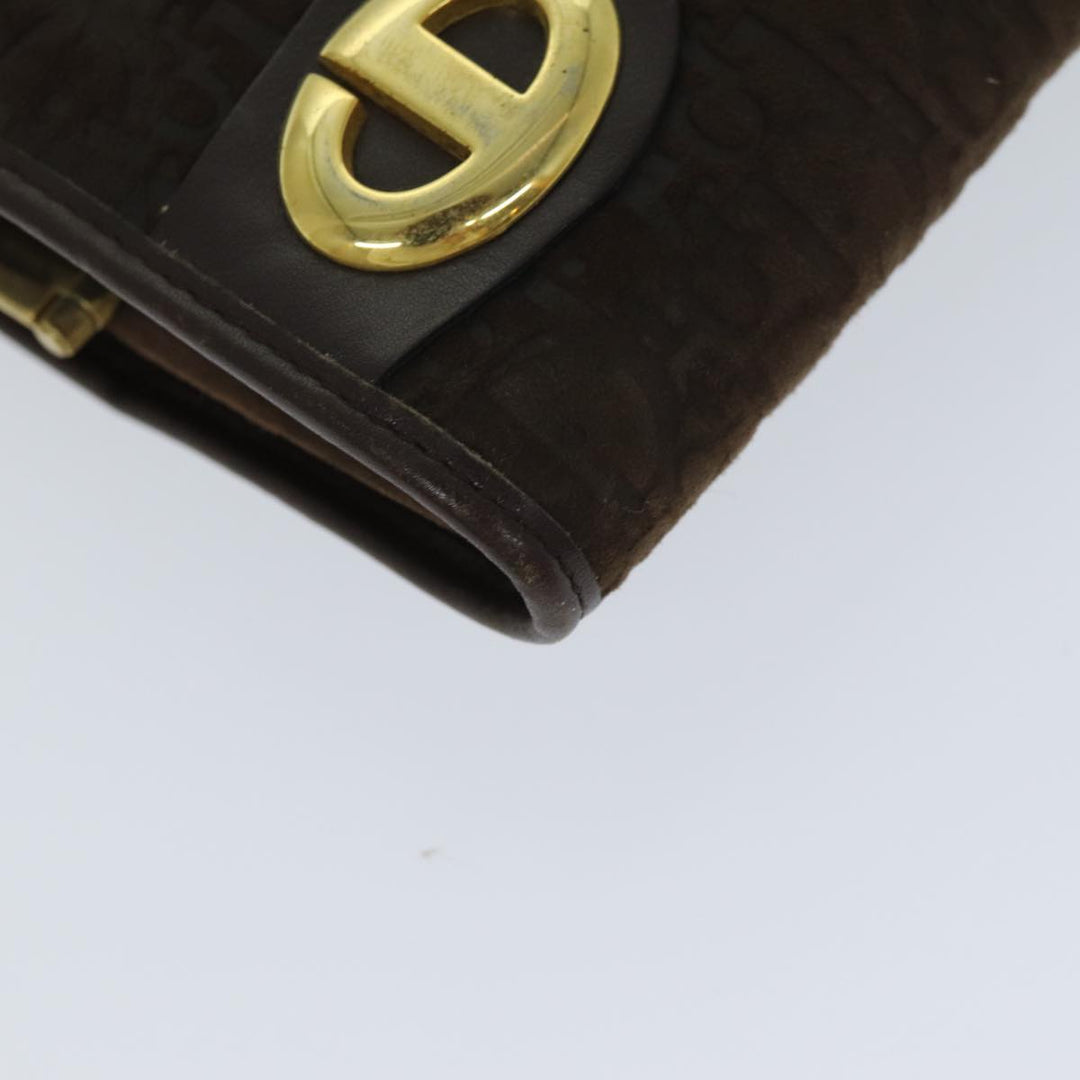 CHRISTIAN Top quality Dior Trotter Canvas Clutch Bag Leather Brown Auth bs15371