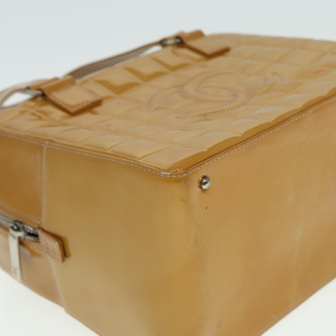 Top Quality Chanel Choco Bar Hand Bag Patent leather Yellow CC Auth bs15398