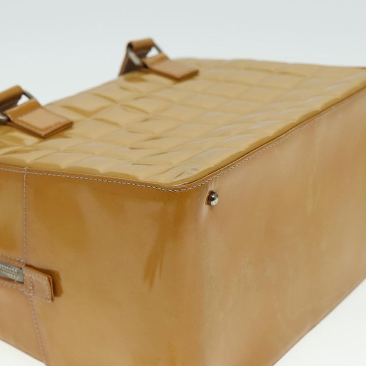 Top Quality Chanel Choco Bar Hand Bag Patent leather Yellow CC Auth bs15398
