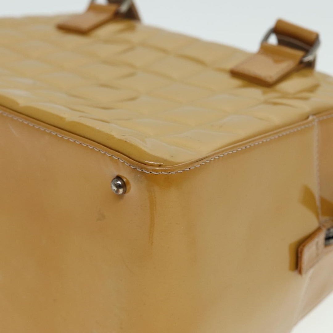 Top Quality Chanel Choco Bar Hand Bag Patent leather Yellow CC Auth bs15398