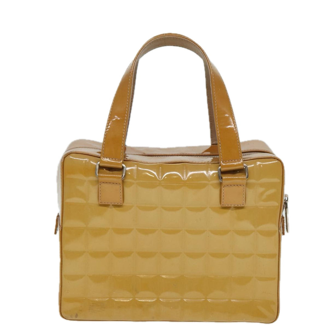 Top Quality Chanel Choco Bar Hand Bag Patent leather Yellow CC Auth bs15398