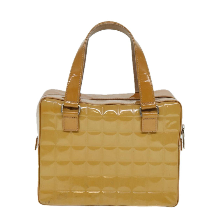 Top Quality Chanel Choco Bar Hand Bag Patent leather Yellow CC Auth bs15398