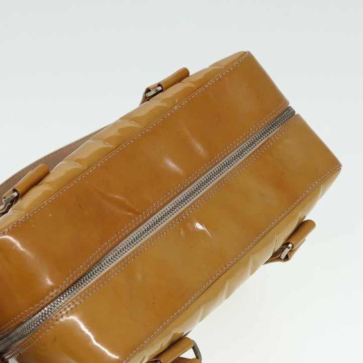 Top Quality Chanel Choco Bar Hand Bag Patent leather Yellow CC Auth bs15398