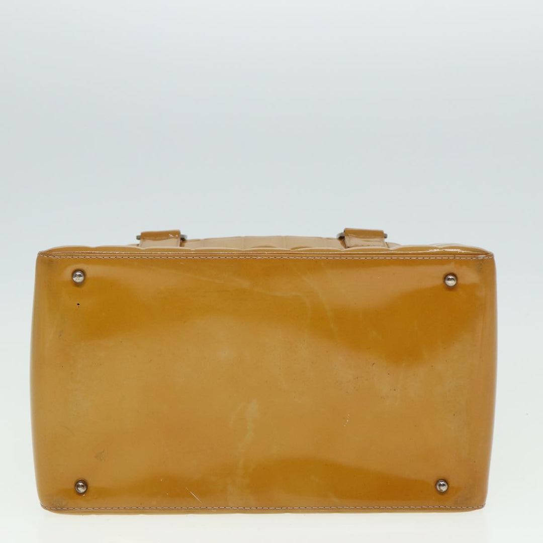 Top Quality Chanel Choco Bar Hand Bag Patent leather Yellow CC Auth bs15398