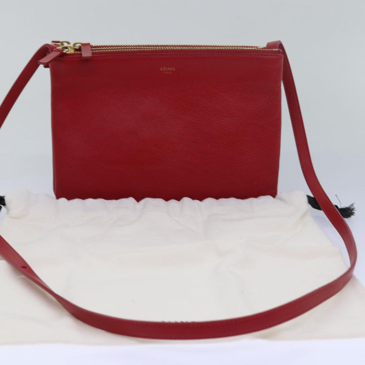 Celine Trio Small Shoulder Bag Leather Red  15431