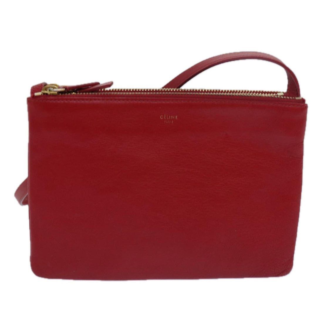 Celine Trio Small Shoulder Bag Leather Red  15431