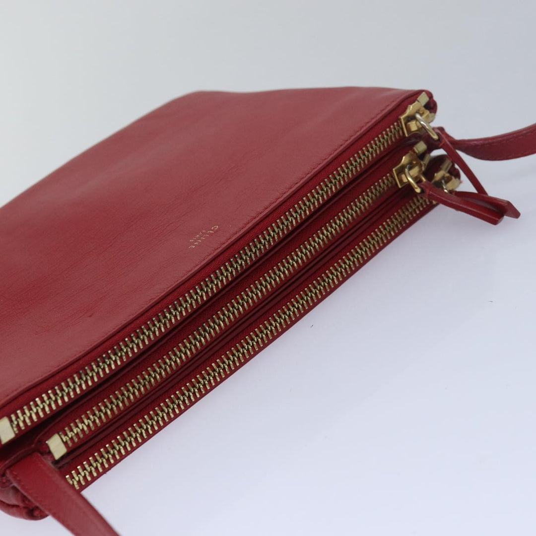 Celine Trio Small Shoulder Bag Leather Red  15431
