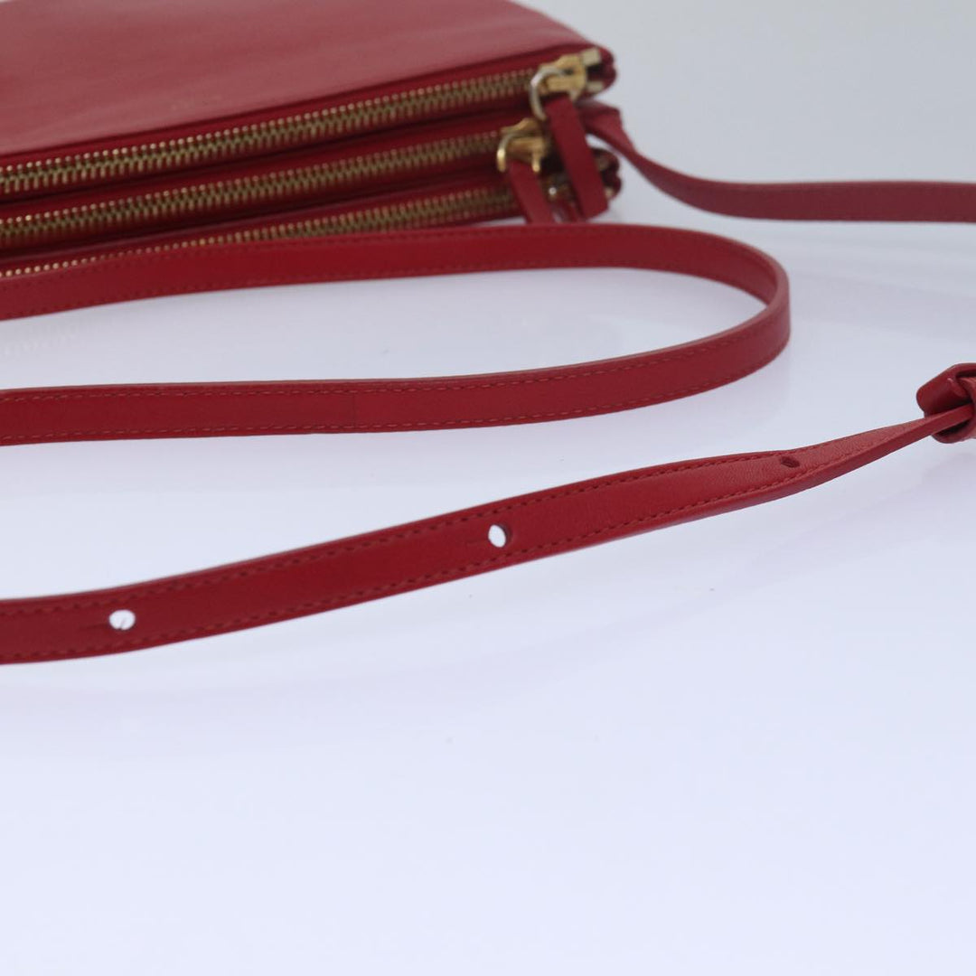 Celine Trio Small Shoulder Bag Leather Red  15431