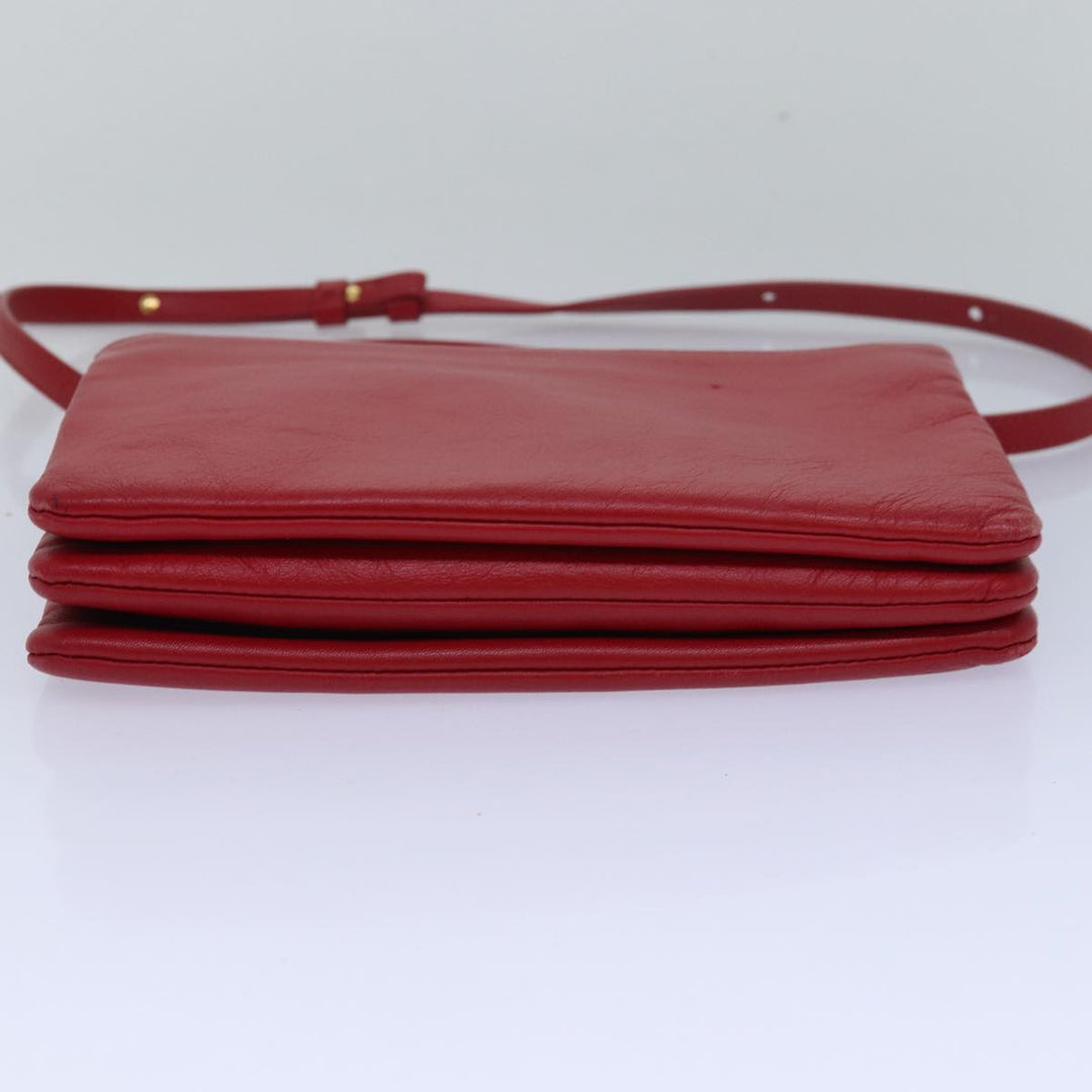 Celine Trio Small Shoulder Bag Leather Red  15431