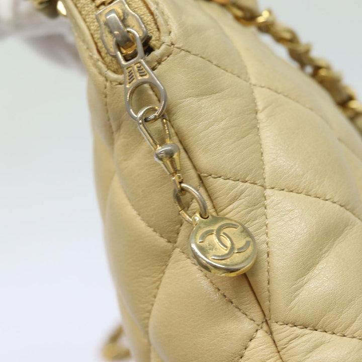 Top Quality Chanel Matelasse Chain Shoulder Bag Leather Beige CC Auth bs15440