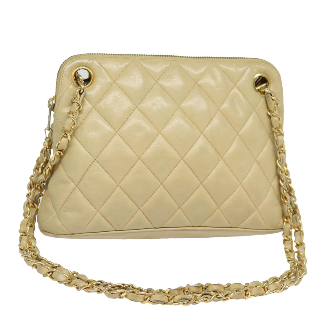 Top Quality Chanel Matelasse Chain Shoulder Bag Leather Beige CC Auth bs15440