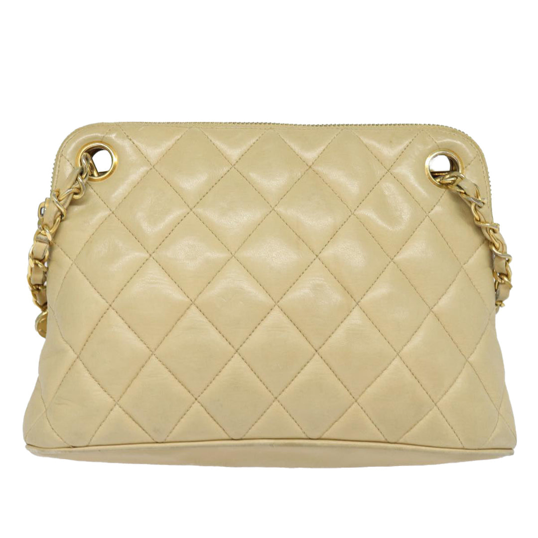 Top Quality Chanel Matelasse Chain Shoulder Bag Leather Beige CC Auth bs15440