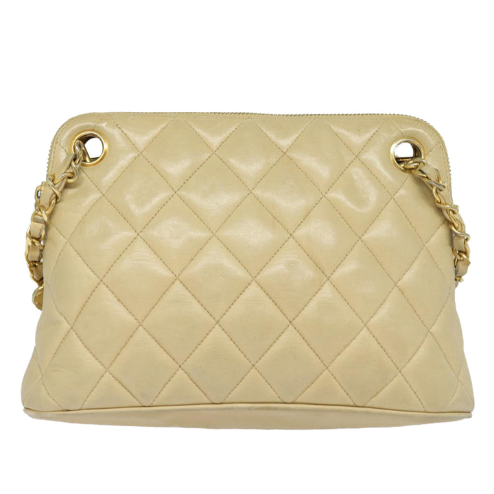 Top Quality Chanel Matelasse Chain Shoulder Bag Leather Beige CC Auth bs15440