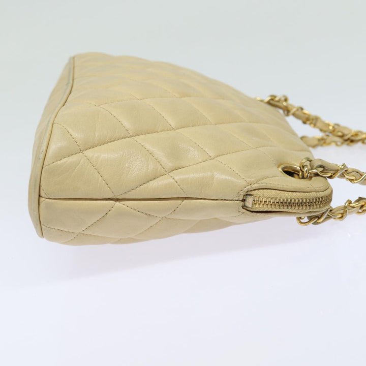 Top Quality Chanel Matelasse Chain Shoulder Bag Leather Beige CC Auth bs15440