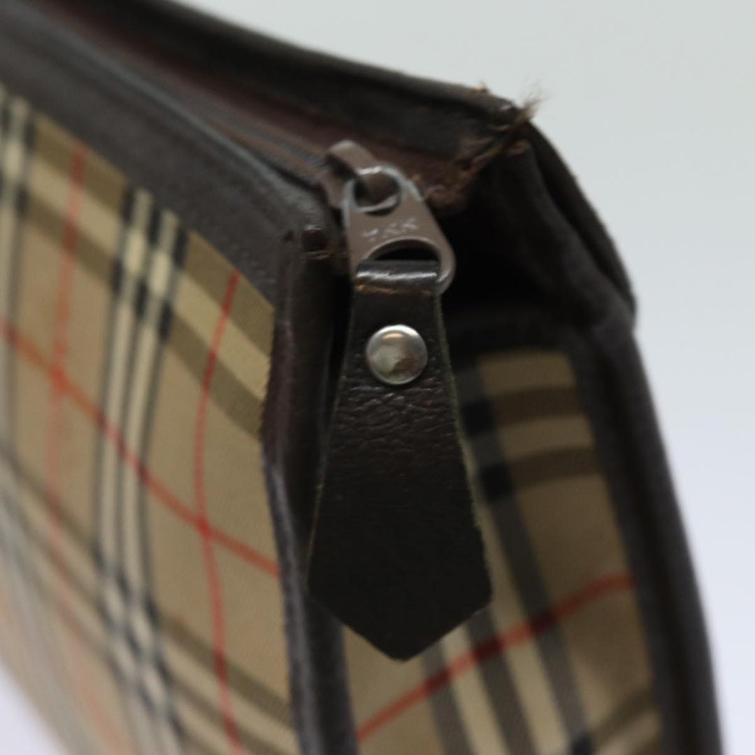 BurberrySs Nova Check Clutch Bag Canvas Beige Auth bs15450
