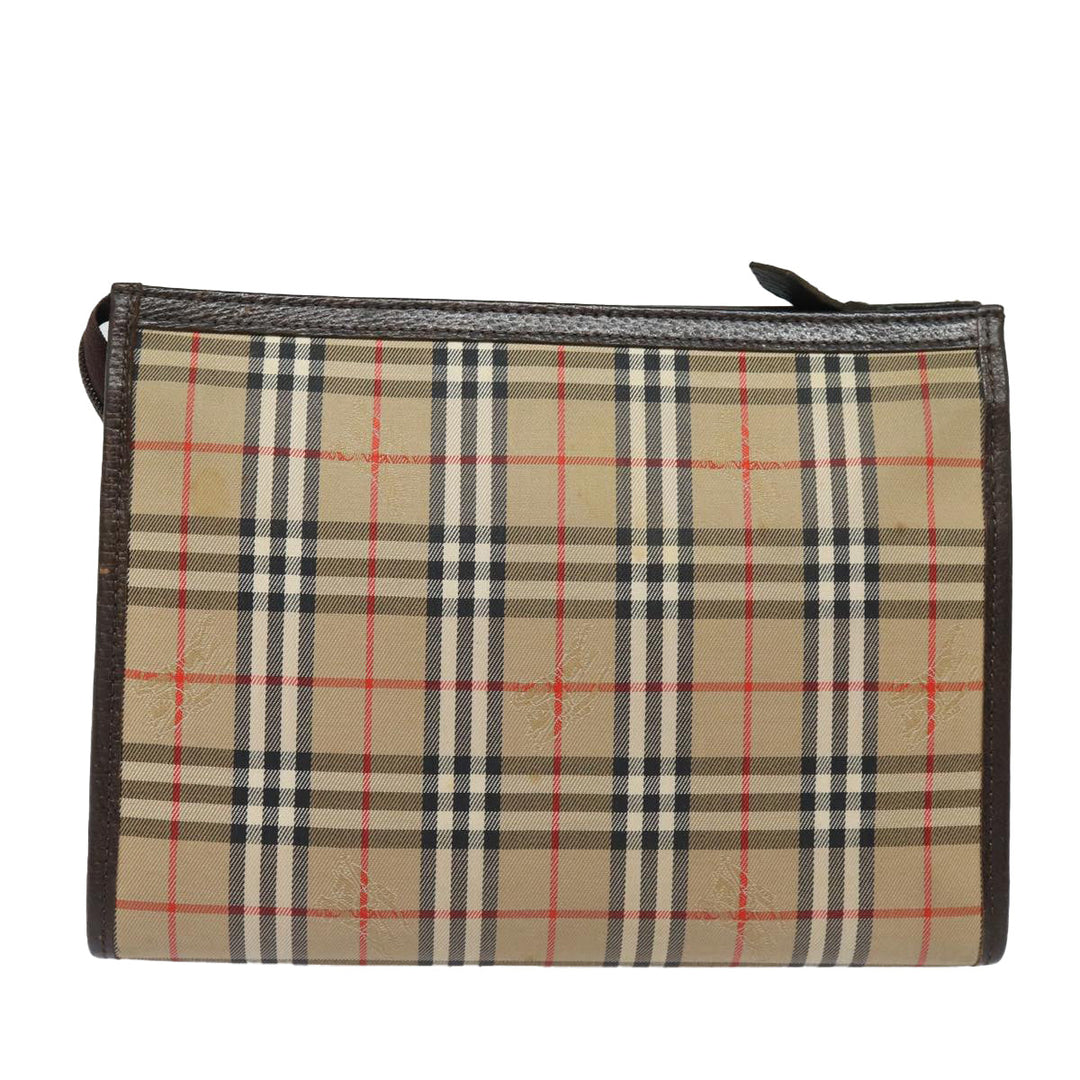 BurberrySs Nova Check Clutch Bag Canvas Beige Auth bs15450