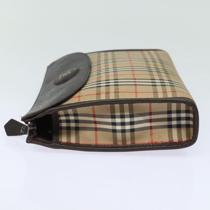 BurberrySs Nova Check Clutch Bag Canvas Beige Auth bs15450