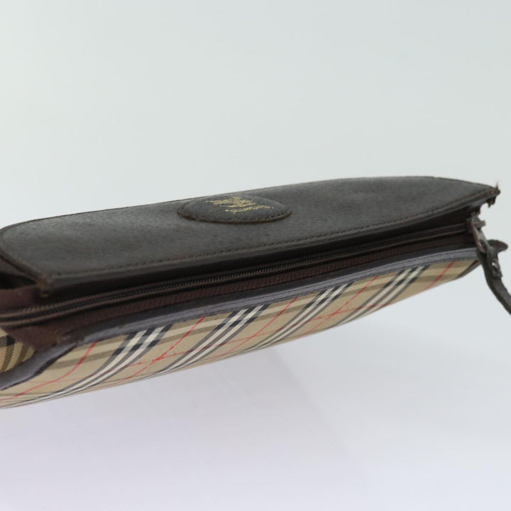 BurberrySs Nova Check Clutch Bag Canvas Beige Auth bs15450