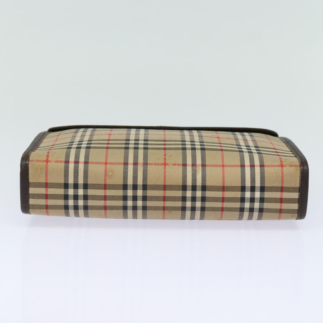 BurberrySs Nova Check Clutch Bag Canvas Beige Auth bs15450