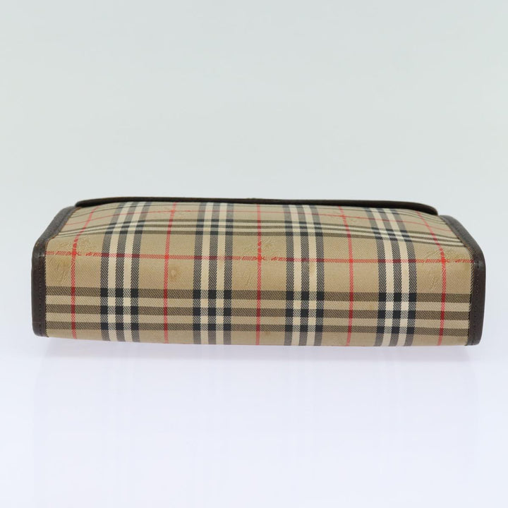 BurberrySs Nova Check Clutch Bag Canvas Beige Auth bs15450