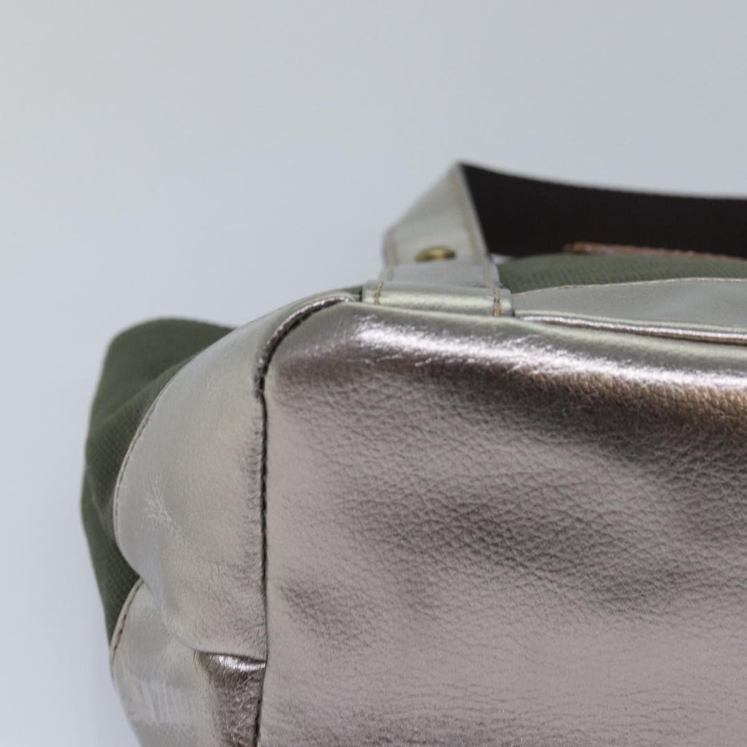 Burberry Blue Label Hand Bag Canvas Khaki Auth bs15462