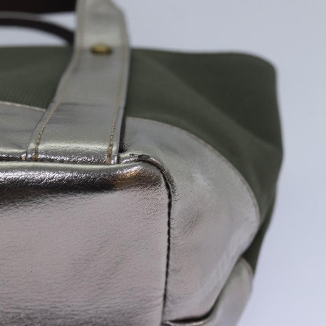 Burberry Blue Label Hand Bag Canvas Khaki Auth bs15462