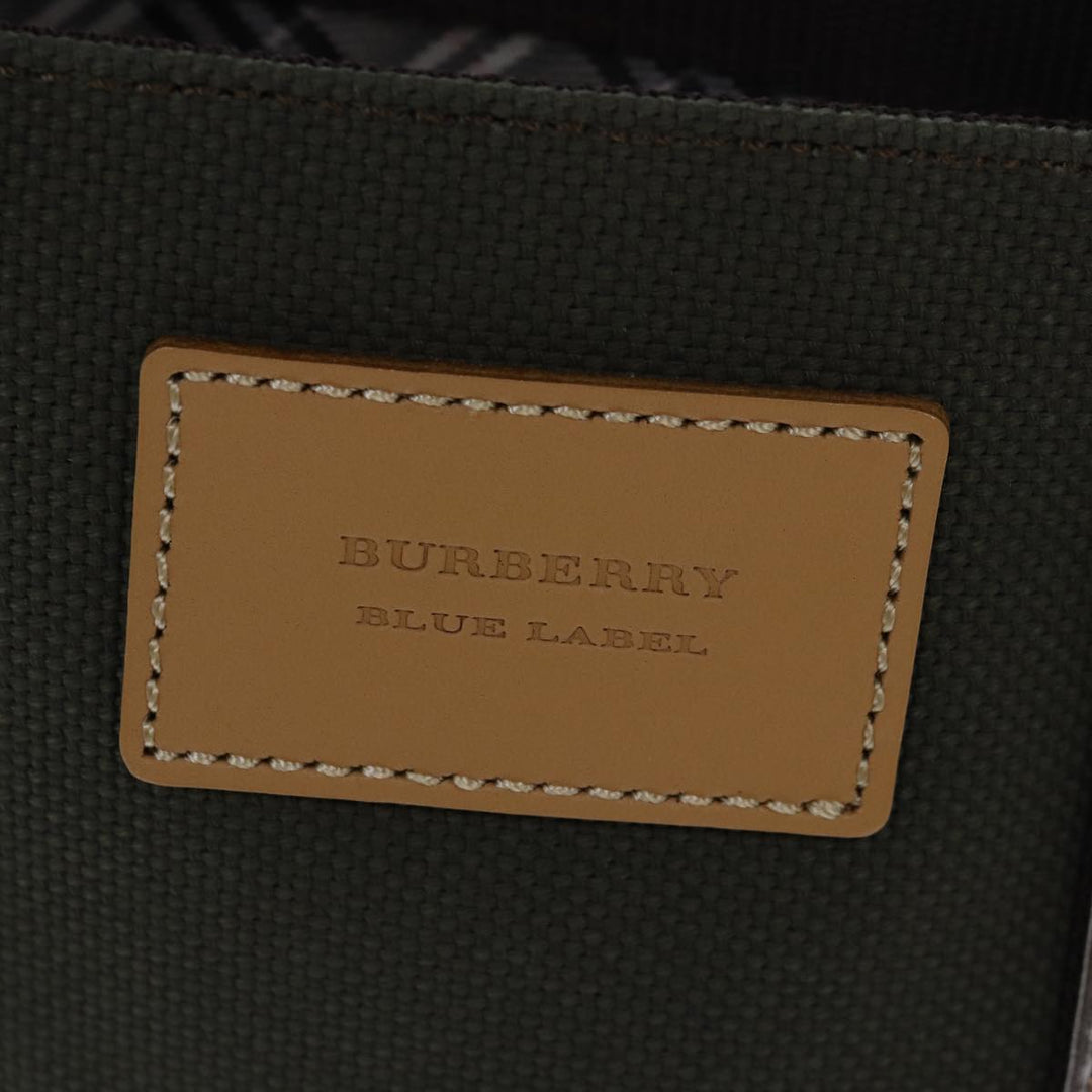 Burberry Blue Label Hand Bag Canvas Khaki Auth bs15462