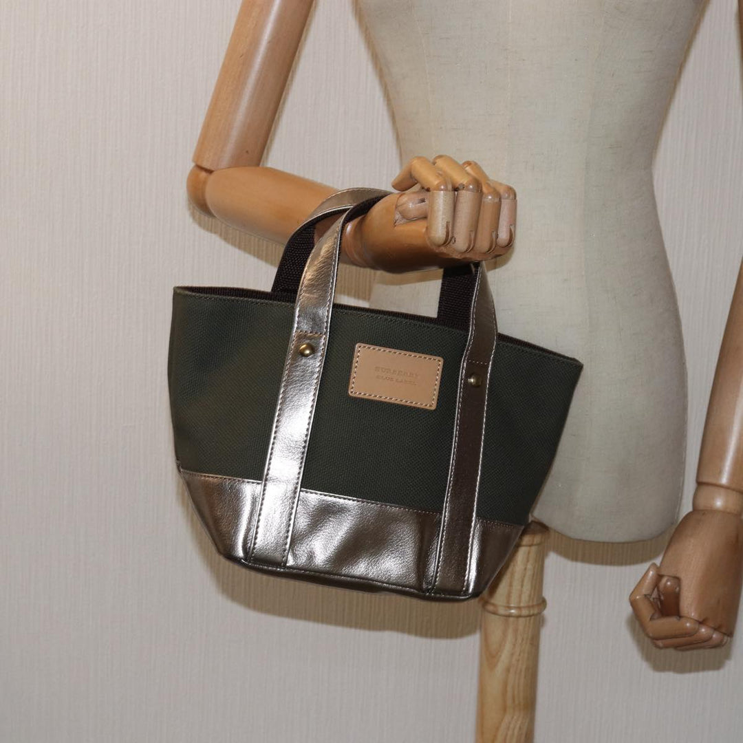 Burberry Blue Label Hand Bag Canvas Khaki Auth bs15462