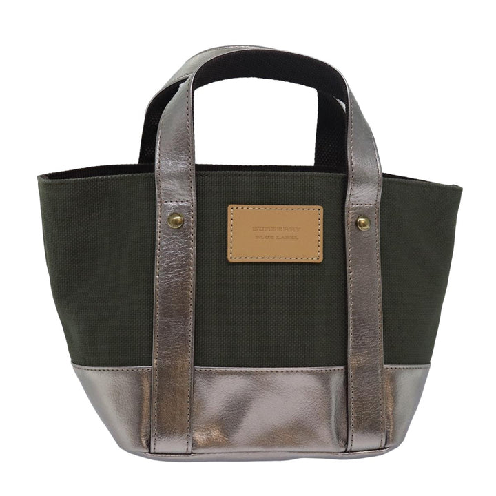 Burberry Blue Label Hand Bag Canvas Khaki Auth bs15462