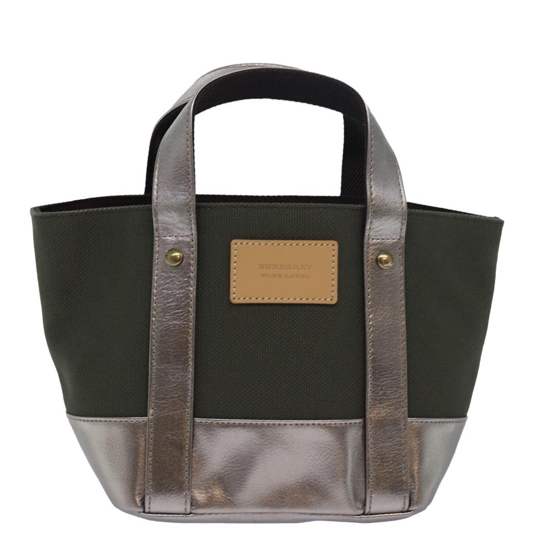 Burberry Blue Label Hand Bag Canvas Khaki Auth bs15462