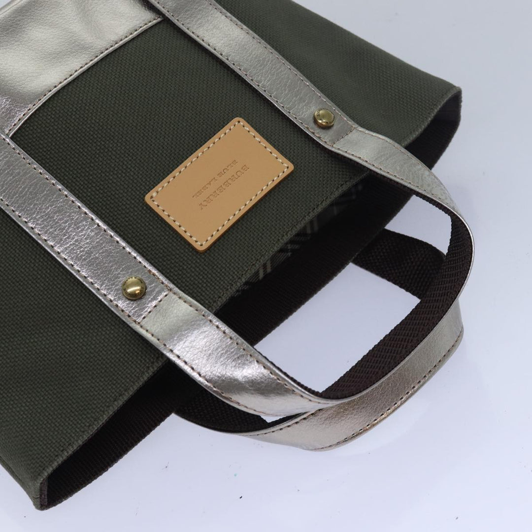 Burberry Blue Label Hand Bag Canvas Khaki Auth bs15462