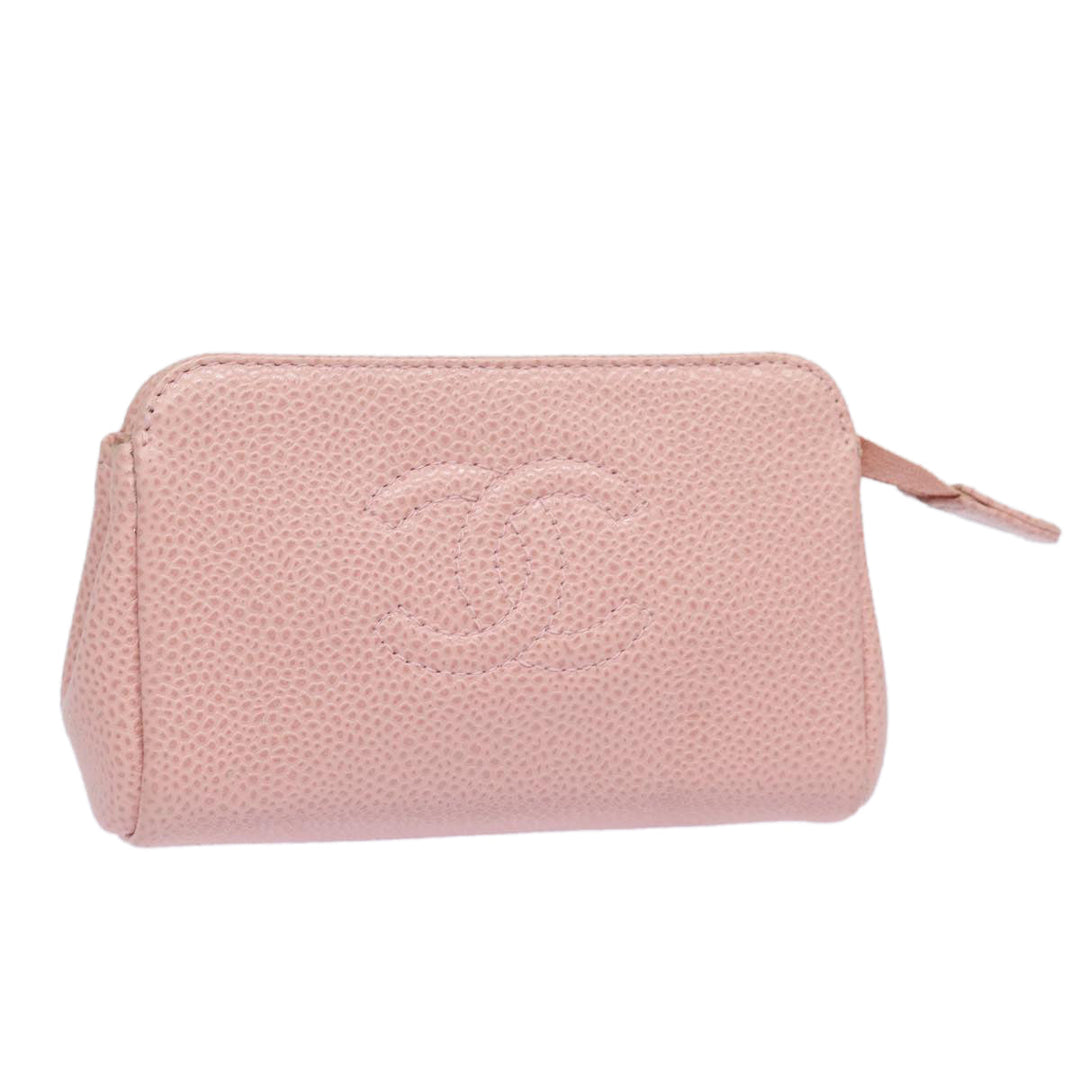 Top Quality Chanel COCO Mark Coin Purse Caviar Skin Pink CC Auth bs15464