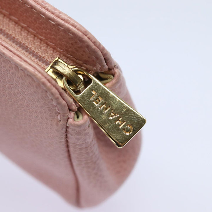 Top Quality Chanel COCO Mark Coin Purse Caviar Skin Pink CC Auth bs15464