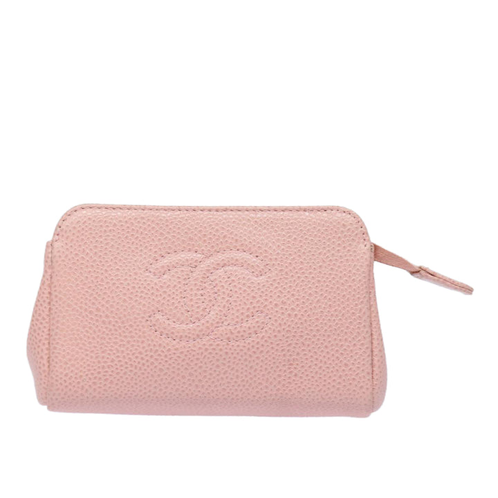 Top Quality Chanel COCO Mark Coin Purse Caviar Skin Pink CC Auth bs15464