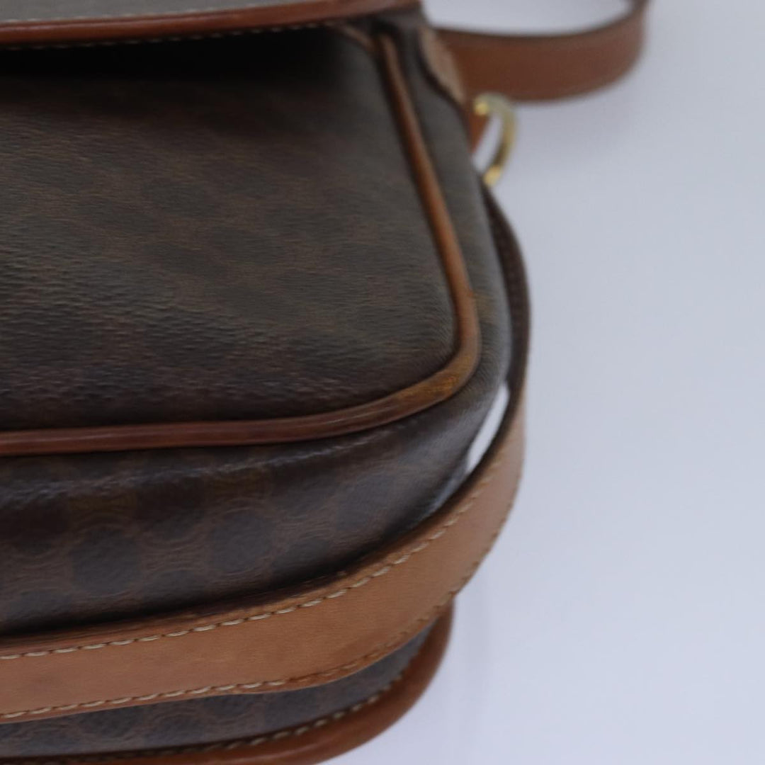 Celine Macadam Canvas Shoulder Bag PVC Leather Brown Auth bs15468