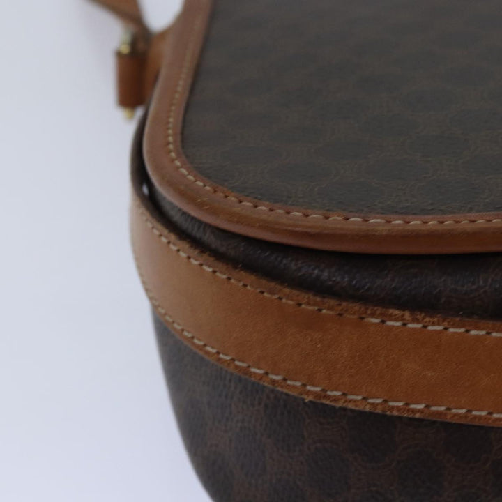 Celine Macadam Canvas Shoulder Bag PVC Leather Brown Auth bs15468