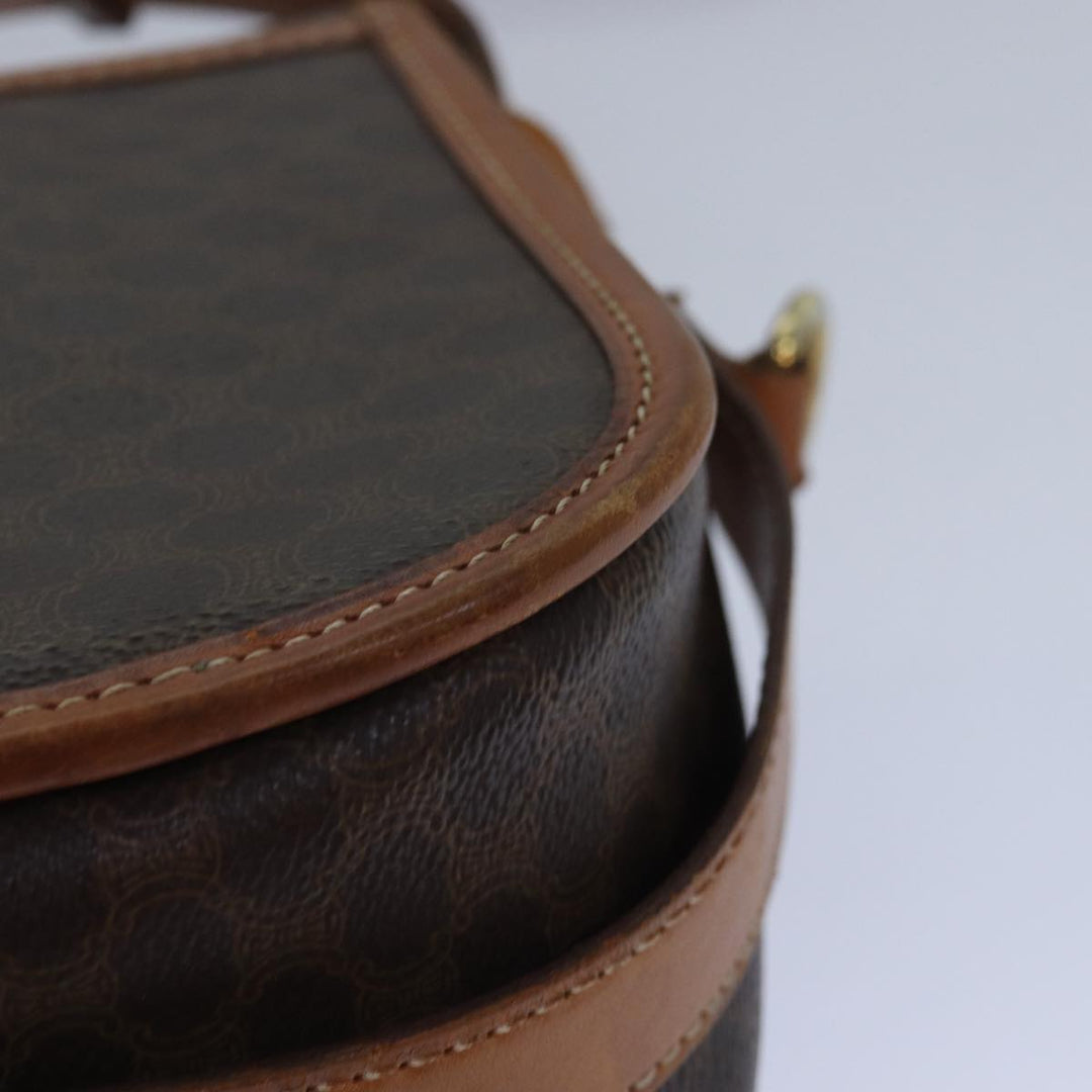 Celine Macadam Canvas Shoulder Bag PVC Leather Brown Auth bs15468
