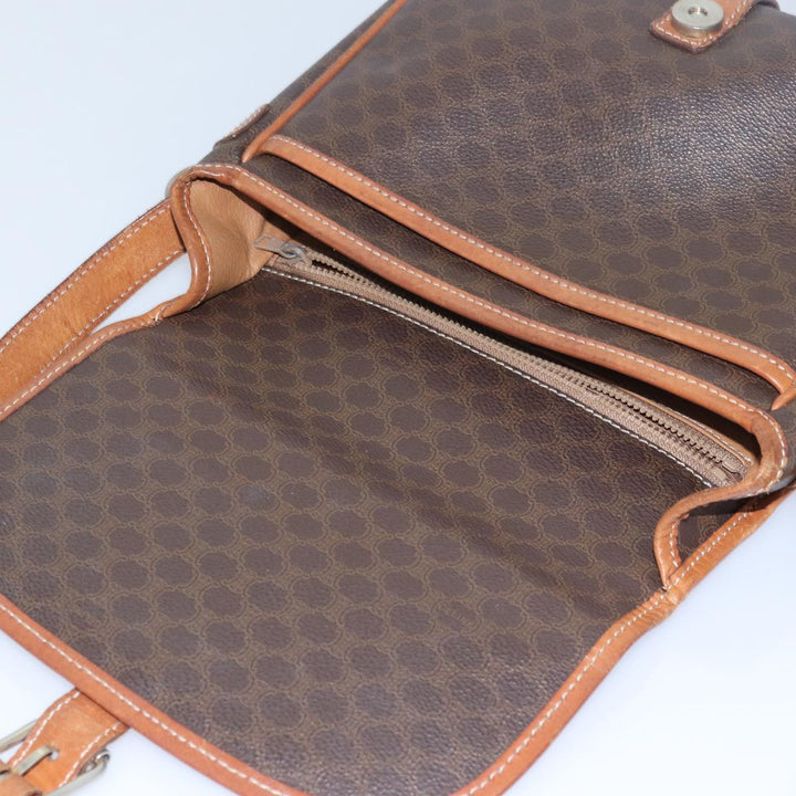 Celine Macadam Canvas Shoulder Bag PVC Leather Brown Auth bs15468