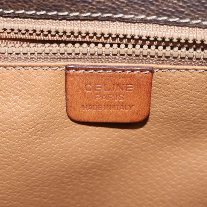 Celine Macadam Canvas Shoulder Bag PVC Leather Brown Auth bs15468