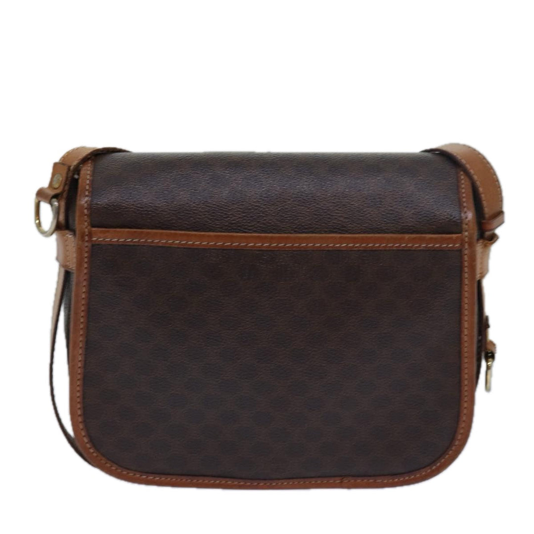 Celine Macadam Canvas Shoulder Bag PVC Leather Brown Auth bs15468