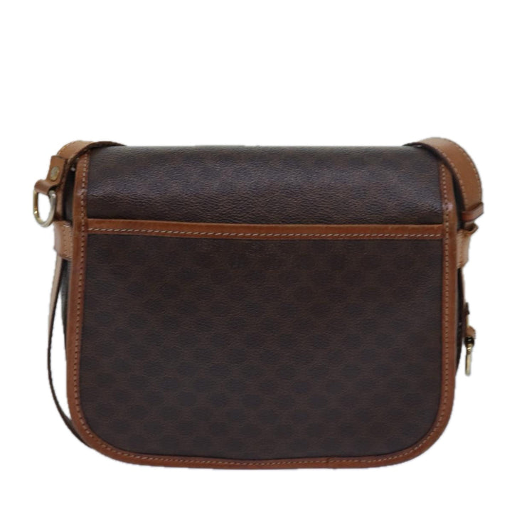 Celine Macadam Canvas Shoulder Bag PVC Leather Brown Auth bs15468