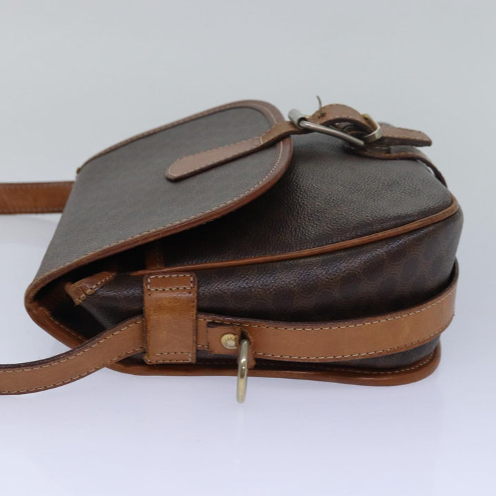 Celine Macadam Canvas Shoulder Bag PVC Leather Brown Auth bs15468