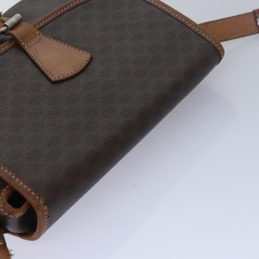Celine Macadam Canvas Shoulder Bag PVC Leather Brown Auth bs15468