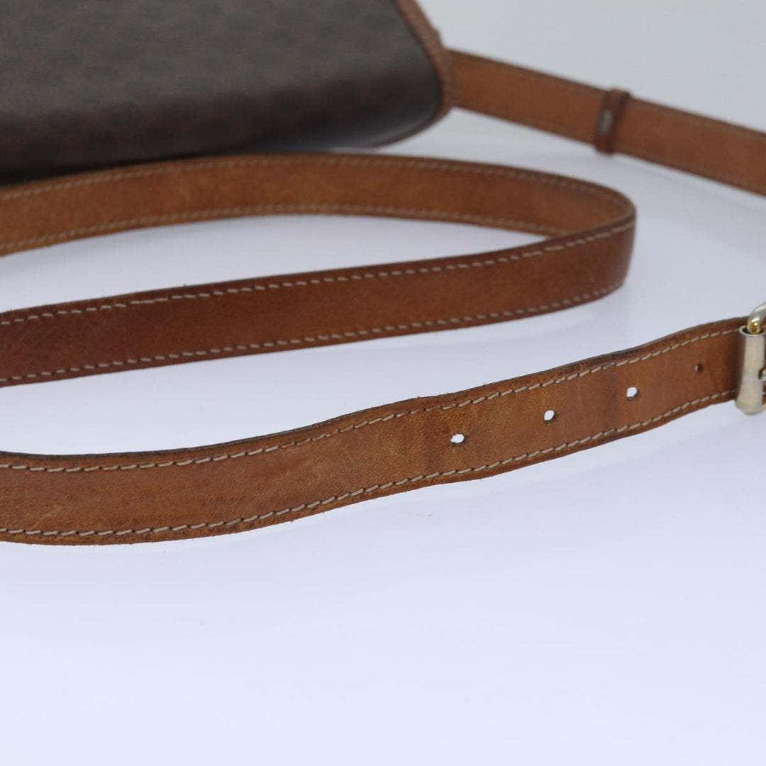 Celine Macadam Canvas Shoulder Bag PVC Leather Brown Auth bs15468