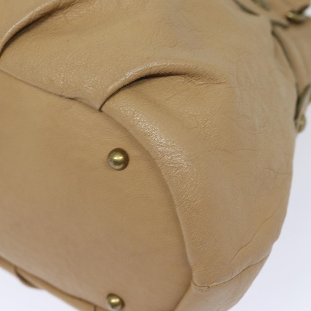 Burberry Blue Label Shoulder Bag Leather Beige Auth bs15477