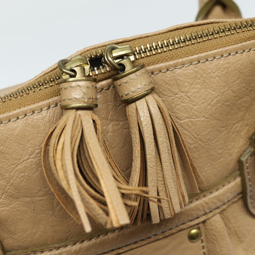 Burberry Blue Label Shoulder Bag Leather Beige Auth bs15477