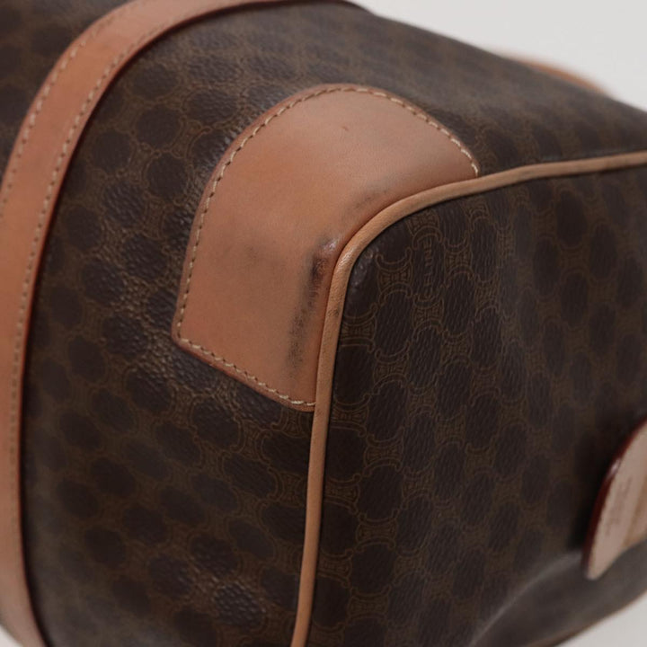 Celine Macadam Canvas Boston Bag PVC Leather Brown  15490