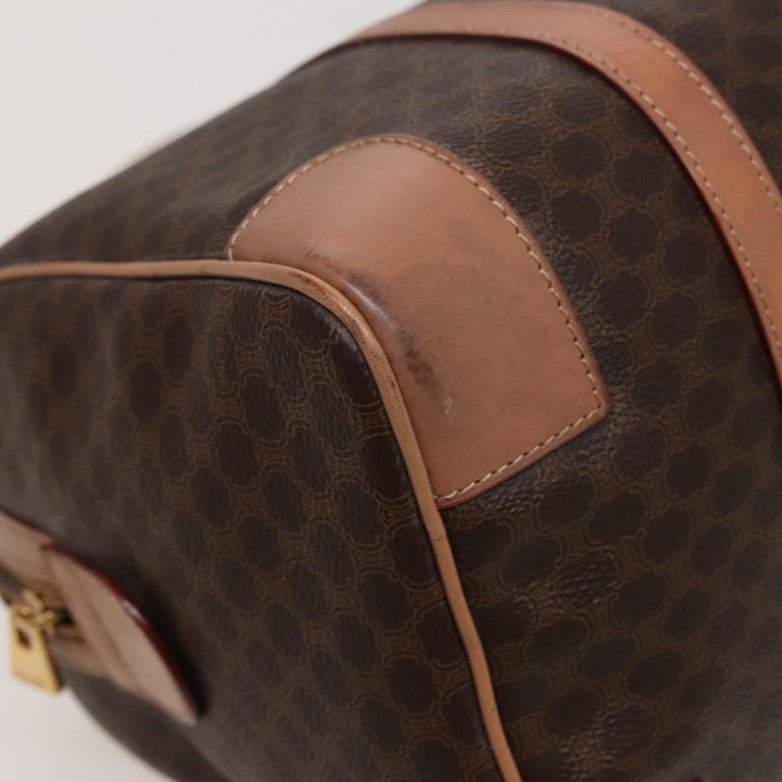 Celine Macadam Canvas Boston Bag PVC Leather Brown  15490